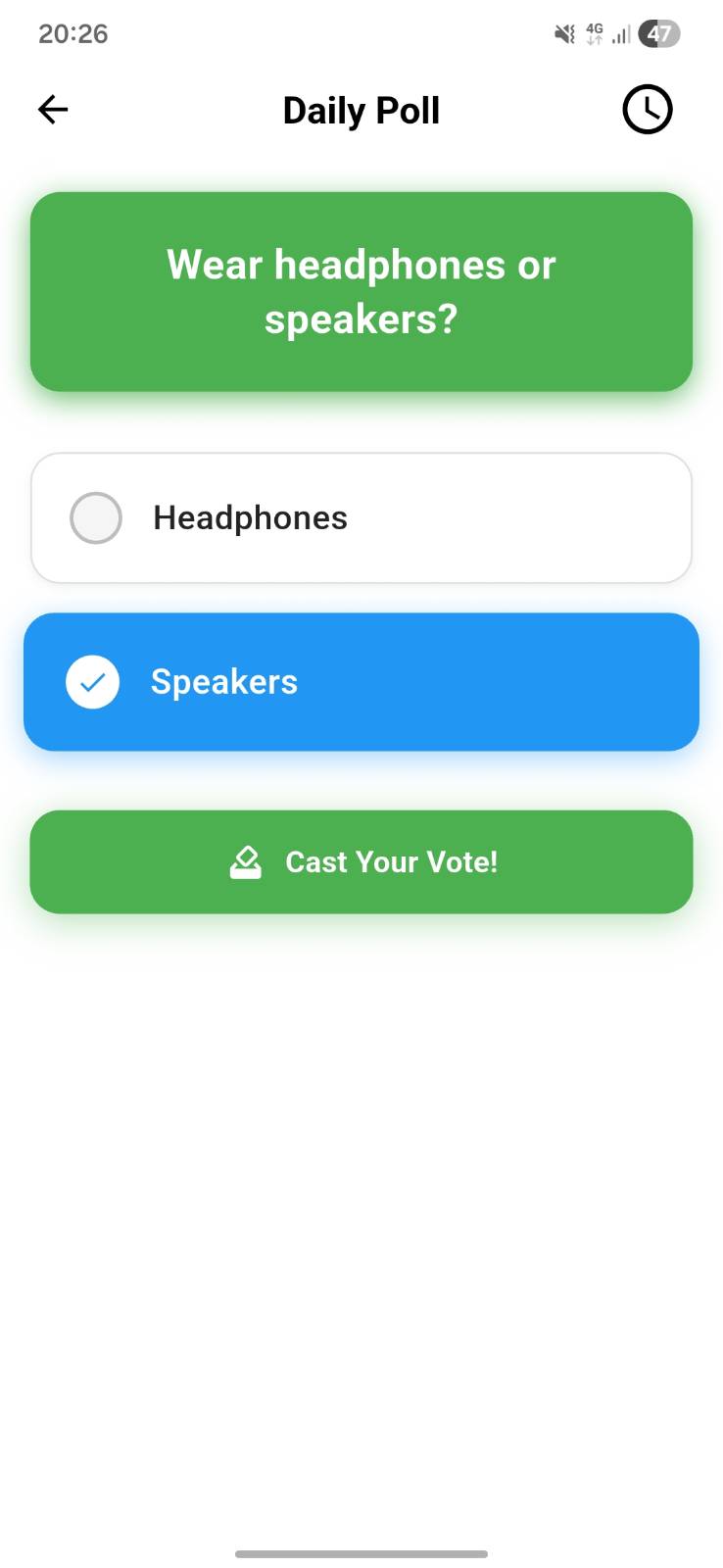 Daily poll voting screen