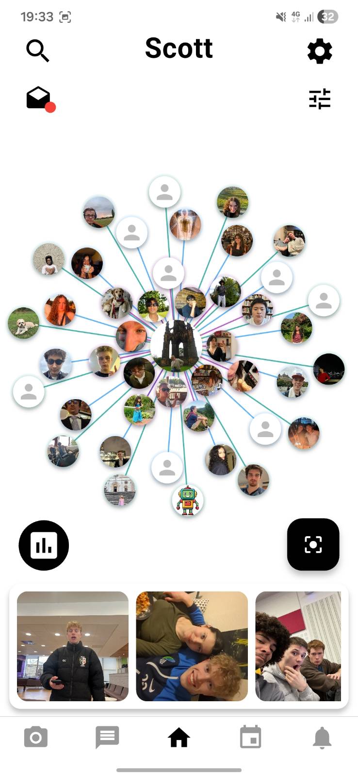 Tether View showing friends by closeness